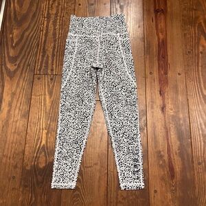 LSKD HIGH RISE small black white cheetah print leggings tights 23”